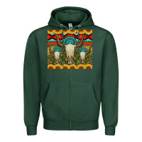 Sports Green bull skulls gemstones and cactus with leopard and aztec Zipper Hoodie - Artiststas