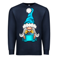 Navy winter gnome with gift Premium Sweatshirt - NancyCooperArtShop