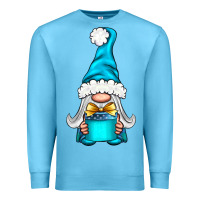 Ocean Blue winter gnome with gift Premium Sweatshirt - NancyCooperArtShop