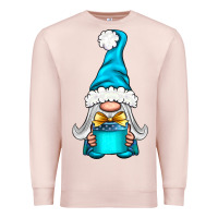Pale Pink winter gnome with gift Premium Sweatshirt - NancyCooperArtShop