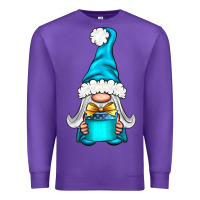 Purple winter gnome with gift Premium Sweatshirt - NancyCooperArtShop