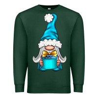 Sports Green winter gnome with gift Premium Sweatshirt - NancyCooperArtShop