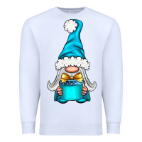 White winter gnome with gift Premium Sweatshirt - NancyCooperArtShop