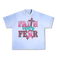 Grape Ice faith over fear with cross and ribbon Urban Heavy Tee - HRA Design Shop