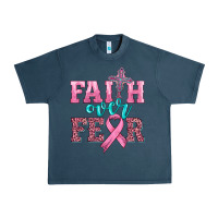 Midnight Navy faith over fear with cross and ribbon Urban Heavy Tee - HRA Design Shop