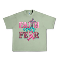 Oil Green faith over fear with cross and ribbon Urban Heavy Tee - HRA Design Shop