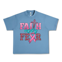 Pebble Blue faith over fear with cross and ribbon Urban Heavy Tee - HRA Design Shop
