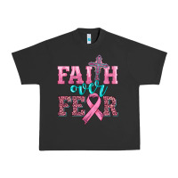 Pigment Black faith over fear with cross and ribbon Urban Heavy Tee - HRA Design Shop