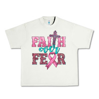 Pistachio faith over fear with cross and ribbon Urban Heavy Tee - HRA Design Shop