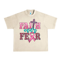 Sandshell faith over fear with cross and ribbon Urban Heavy Tee - HRA Design Shop