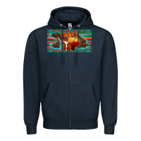 Navy texas and map with longhorn serape gemstone licanse plate Zipper Hoodie - Artiststas