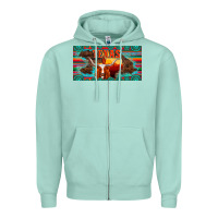 Seafoam texas and map with longhorn serape gemstone licanse plate Zipper Hoodie - Artiststas