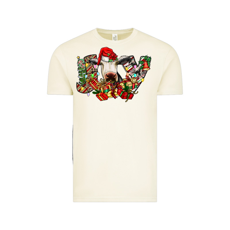 Christmas Joy Cow Vintage Tee by CowhideDigitalArt | Teevron