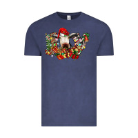 Vintage Denim christmas joy cow Vintage Tee - CowhideDigitalArt