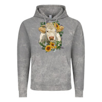 Cloud Rock charolais cattle with sunflowers Vintage Hoodie - RanaPortraitStore