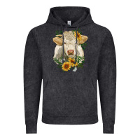 Vintage Black charolais cattle with sunflowers Vintage Hoodie - RanaPortraitStore