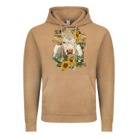 Vintage Camel charolais cattle with sunflowers Vintage Hoodie - RanaPortraitStore