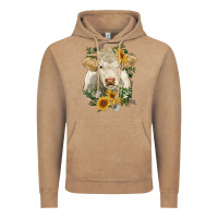 Vintage Coffee charolais cattle with sunflowers Vintage Hoodie - RanaPortraitStore