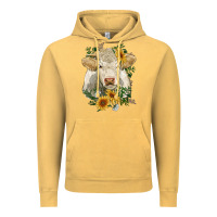 Vintage Mustard charolais cattle with sunflowers Vintage Hoodie - RanaPortraitStore