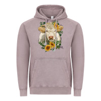 Vintage Zinc charolais cattle with sunflowers Vintage Hoodie - RanaPortraitStore