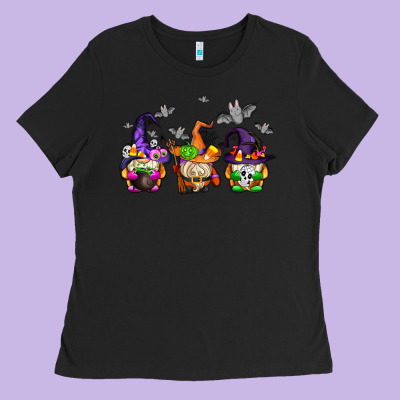 Halloween Gnomes Ladies Tee Designed By Adodesignshop