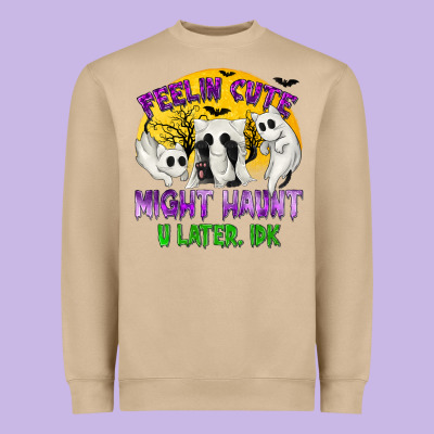 Feeling Cute Might Haunt U Later Heavyweight Sweatshirt Designed By Texasbilliewilder