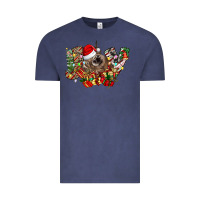 Vintage Denim christmas joy highland cow Vintage Tee - CowhideDigitalArt
