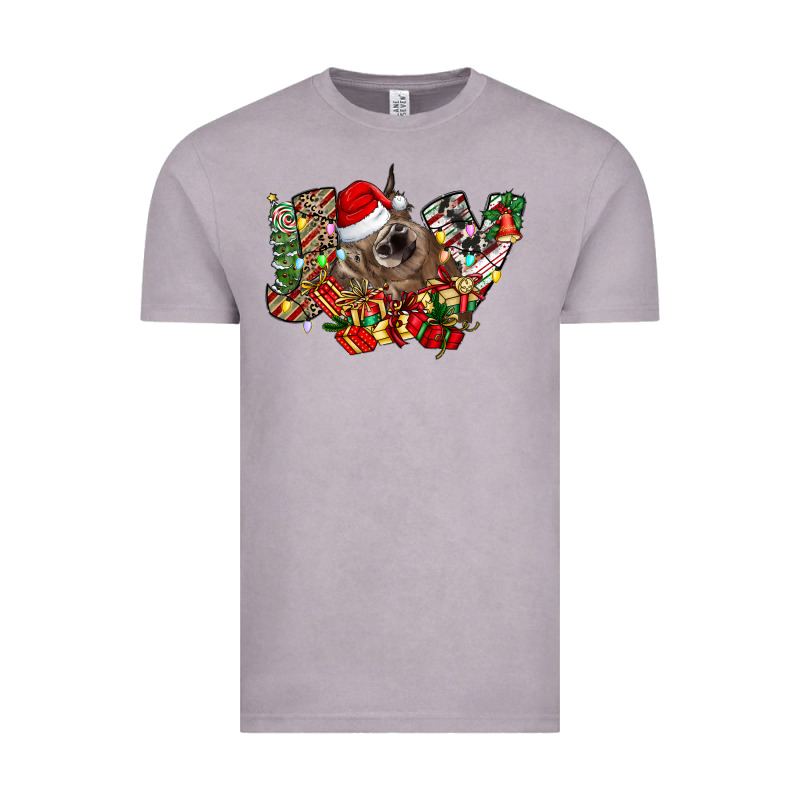 Christmas Joy Highland Cow Vintage Tee by CowhideDigitalArt | Teevron