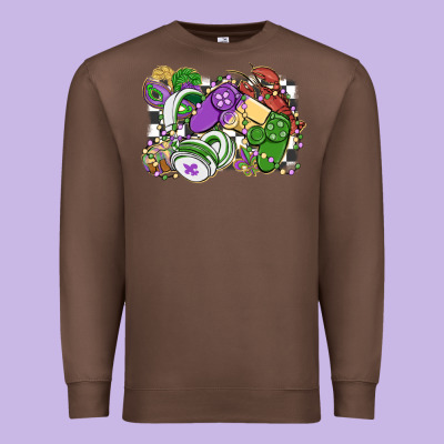 Gamer Mardi Gras Game Controller Premium Sweatshirt Designed By Maliassmallbusiness