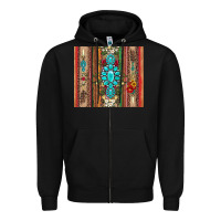 Black gemstone flowers arrow with leopards and serape Zipper Hoodie - Artiststas