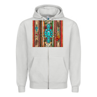 Dove Grey gemstone flowers arrow with leopards and serape Zipper Hoodie - Artiststas