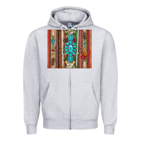 Heather Grey gemstone flowers arrow with leopards and serape Zipper Hoodie - Artiststas