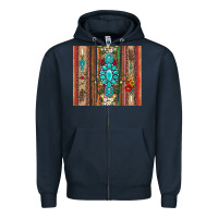 Navy gemstone flowers arrow with leopards and serape Zipper Hoodie - Artiststas