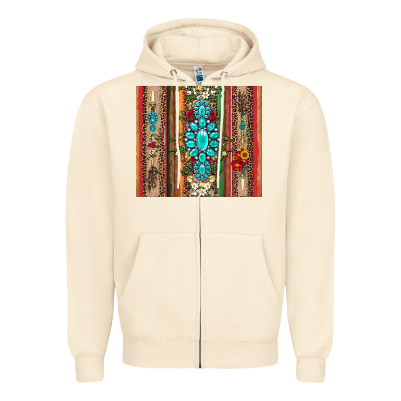 Gemstone Flowers Arrow With Leopards And Serape Zipper Hoodie by Artiststas | Teevron