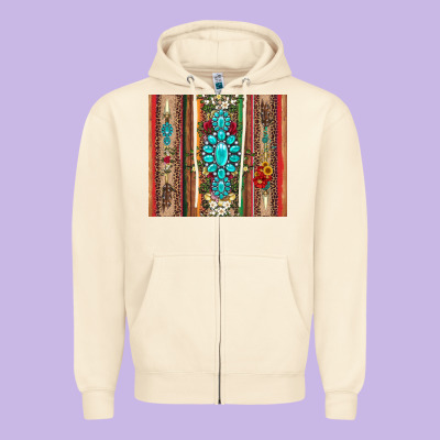 Gemstone Flowers Arrow With Leopards And Serape Zipper Hoodie Designed By Artiststas