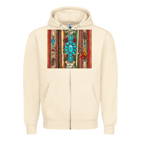 Sandshell gemstone flowers arrow with leopards and serape Zipper Hoodie - Artiststas