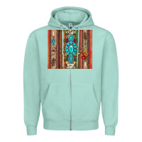 Seafoam gemstone flowers arrow with leopards and serape Zipper Hoodie - Artiststas
