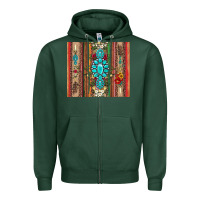 Sports Green gemstone flowers arrow with leopards and serape Zipper Hoodie - Artiststas