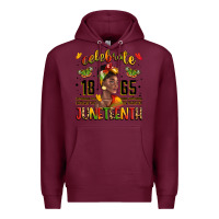 Burgundy celebrate 1865 juneteenth with black woman Premium Hoodie - LillyAllenDesigns