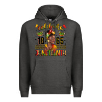 Charcoal Heather celebrate 1865 juneteenth with black woman Premium Hoodie - LillyAllenDesigns