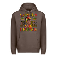 Coffee celebrate 1865 juneteenth with black woman Premium Hoodie - LillyAllenDesigns