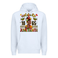 White celebrate 1865 juneteenth with black woman Premium Hoodie - LillyAllenDesigns