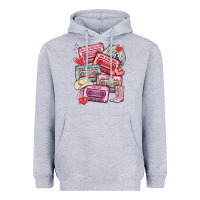 Heather Grey valentines day cassette tapes Heavyweight Hoodie - MaliasSmallBusiness