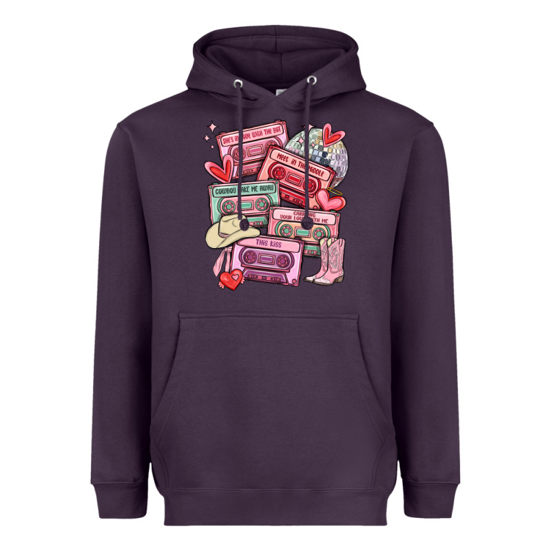 Valentines Day Cassette Tapes Heavyweight Hoodie by MaliasSmallBusiness | Teevron