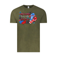 Vintage Olive Flip flops fireworks & freedom 4th of july Vintage Tee - CowGirlArtShop