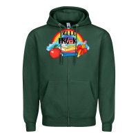 Sports Green back to school hello pre k Zipper Hoodie - AdoDesignShop