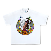 White Halloween Horseshoe Urban Heavy Tee - CowhideDigitalArt
