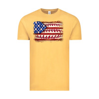 Vintage Mustard Baseball American flag Vintage Tee - Neo Western