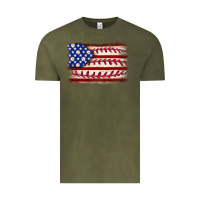 Vintage Olive Baseball American flag Vintage Tee - Neo Western