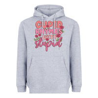 Heather Grey cupid rhymes with stupid Heavyweight Hoodie - MaliasSmallBusiness